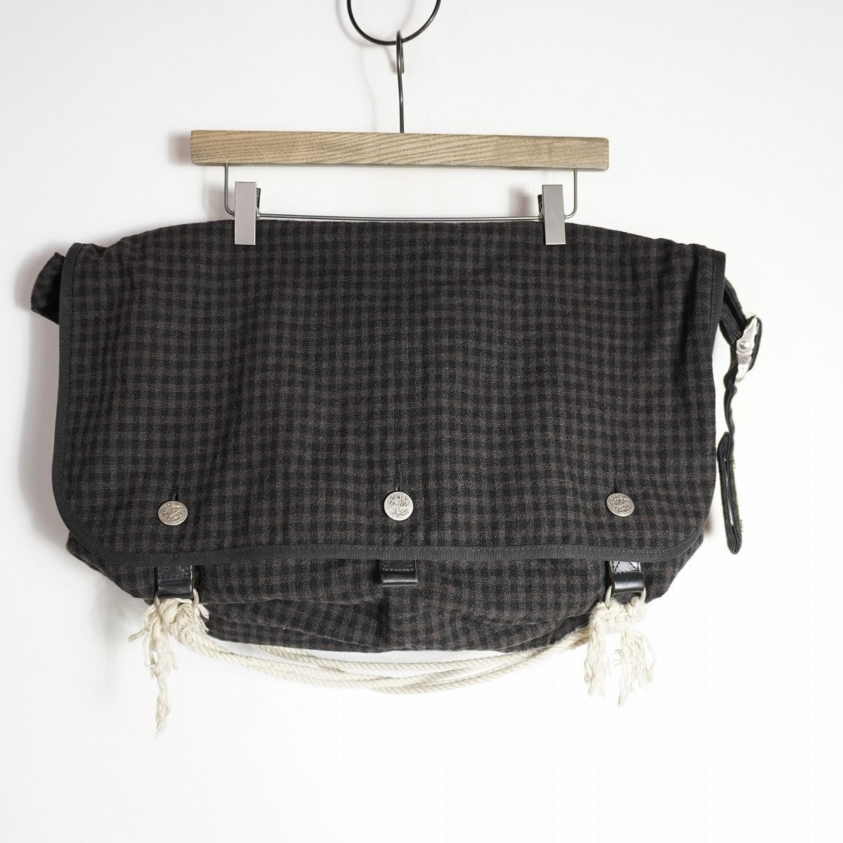 WACKO MARIA ワコマリア PORTER ポーター ウール チェック柄 メッセンジャー ショルダー バッグ カバン 茶 322 P