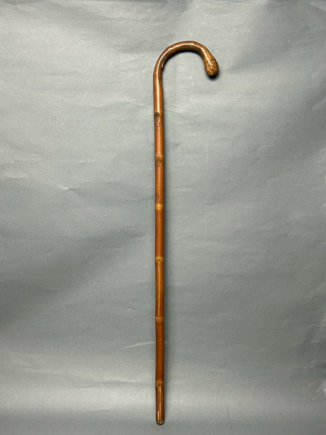 幽玄】光進刀 時代 竹根細工 人物彫 ステッキ 杖 竹細工 竹製 - メルカリ