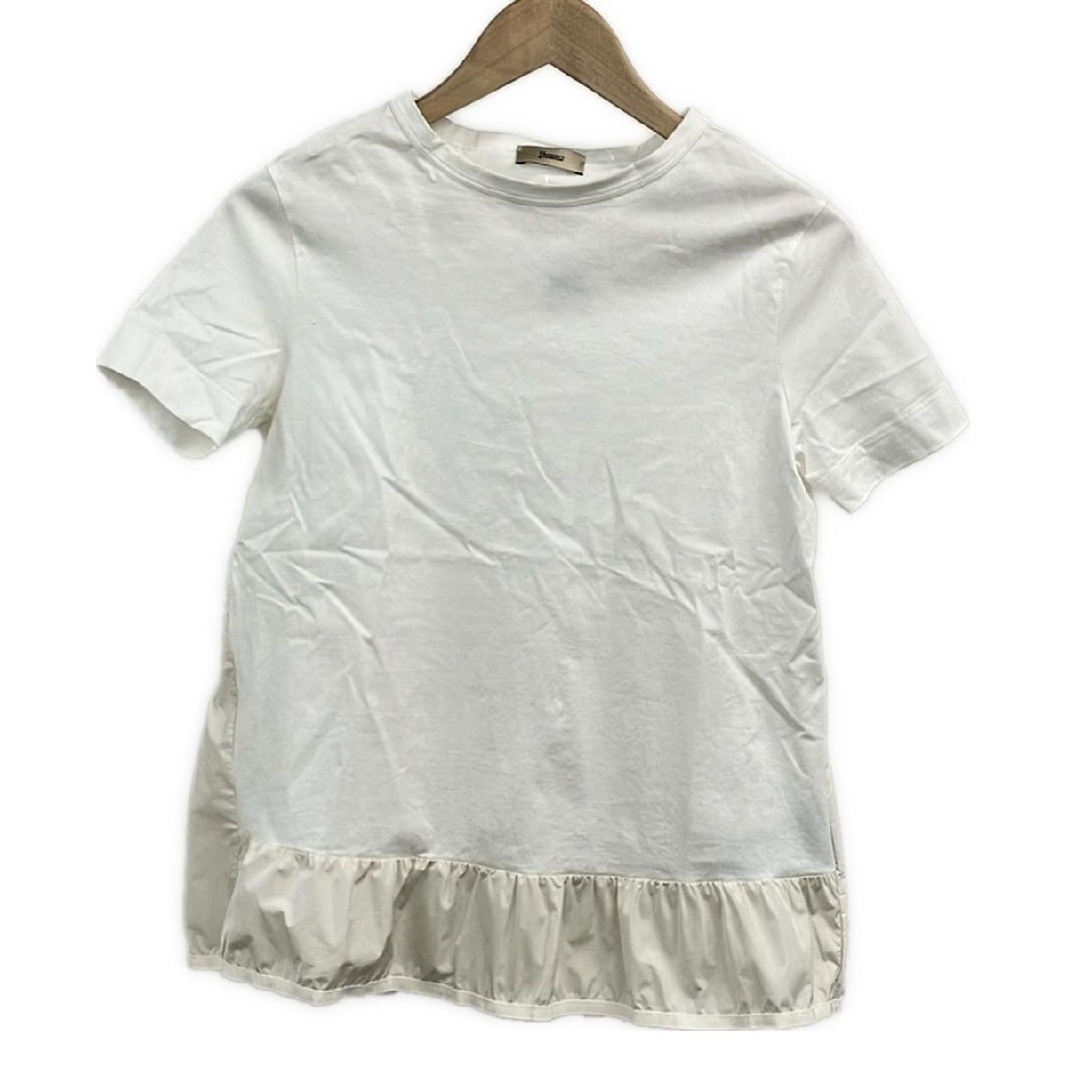 HERNO ヘルノ 半袖Tシャツ サイズ38 S レディース - 白×アイボリー クルーネック プリーツ