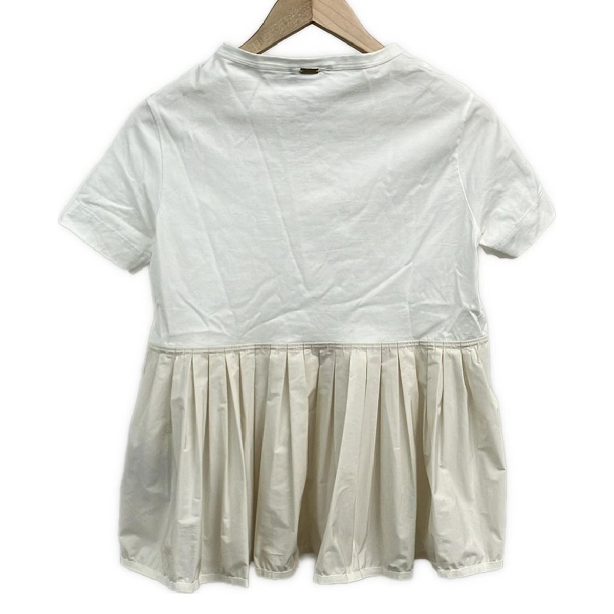 HERNO ヘルノ 半袖Tシャツ サイズ38 S レディース - 白×アイボリー クルーネック プリーツ