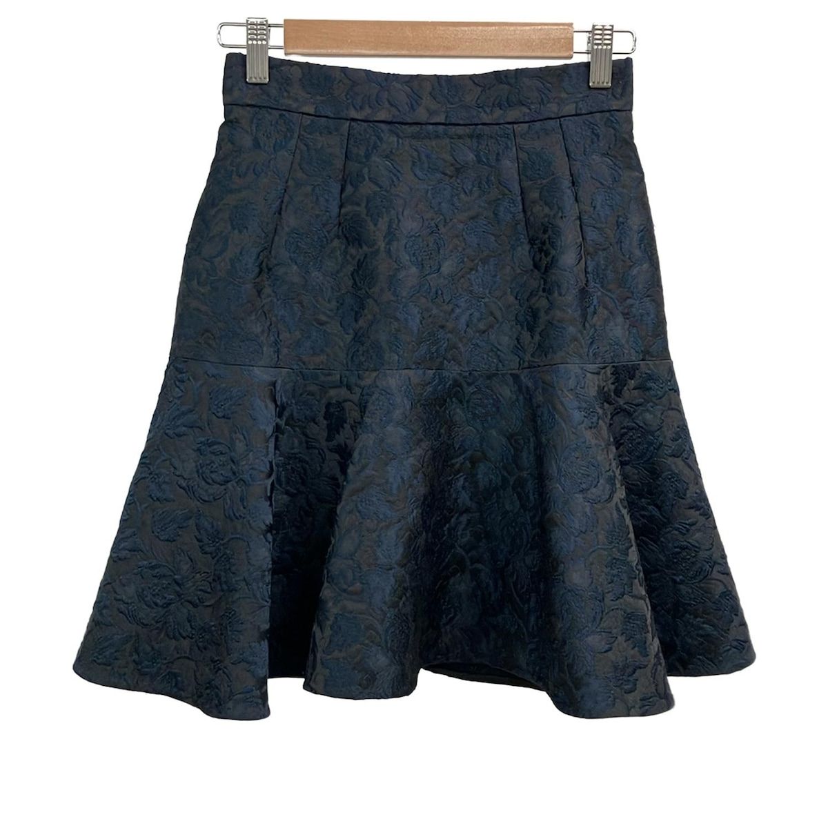 DOLCE-GABBANA ドルチェアンドガッバーナ ミニスカート サイズ38 S レディース - ネイビー 花柄 刺繍