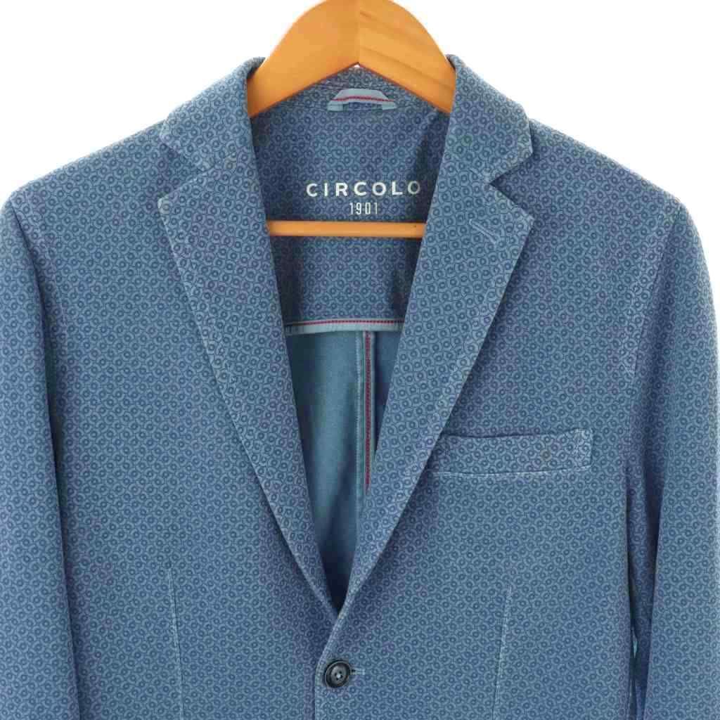 チルコロ1901 CIRCOLO1901 テーラードジャケット 総柄 薄手 46 ブルー
