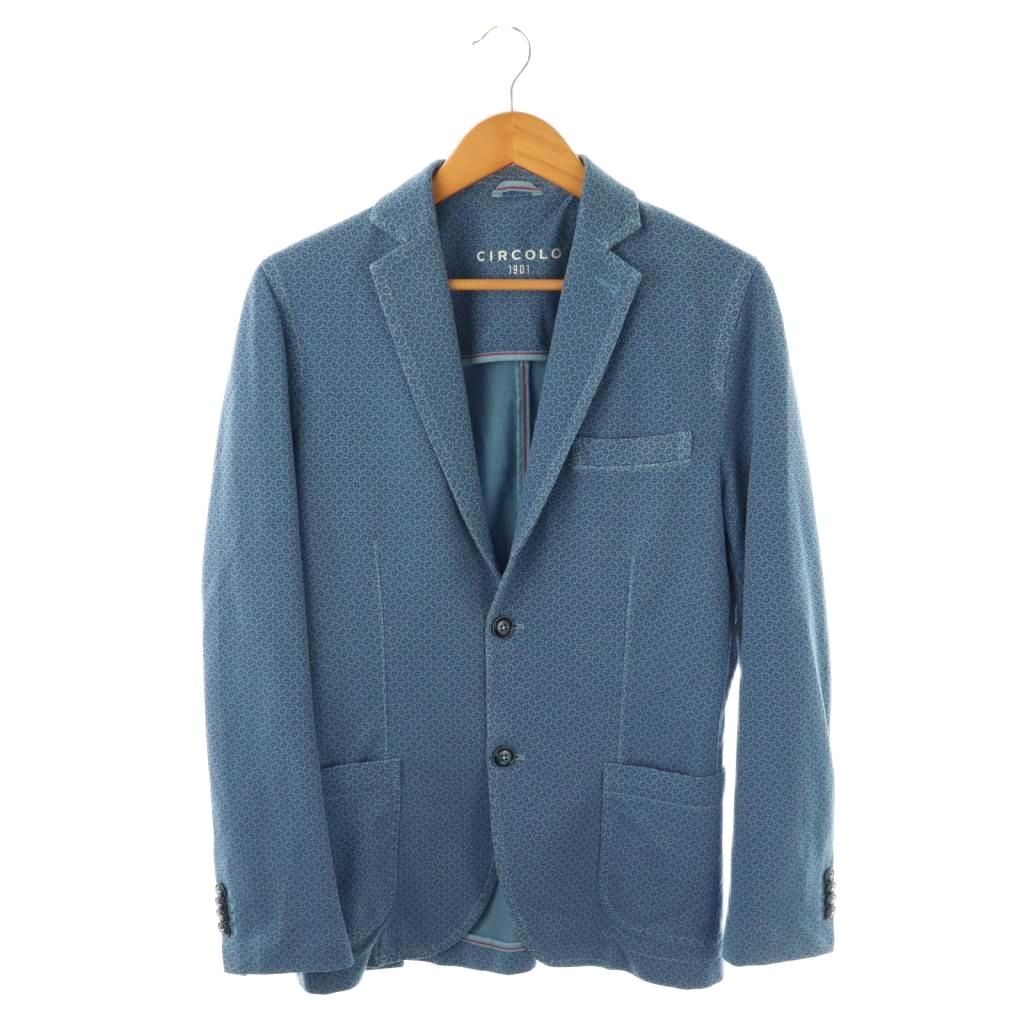 チルコロ1901 CIRCOLO1901 テーラードジャケット 総柄 薄手 46 ブルー