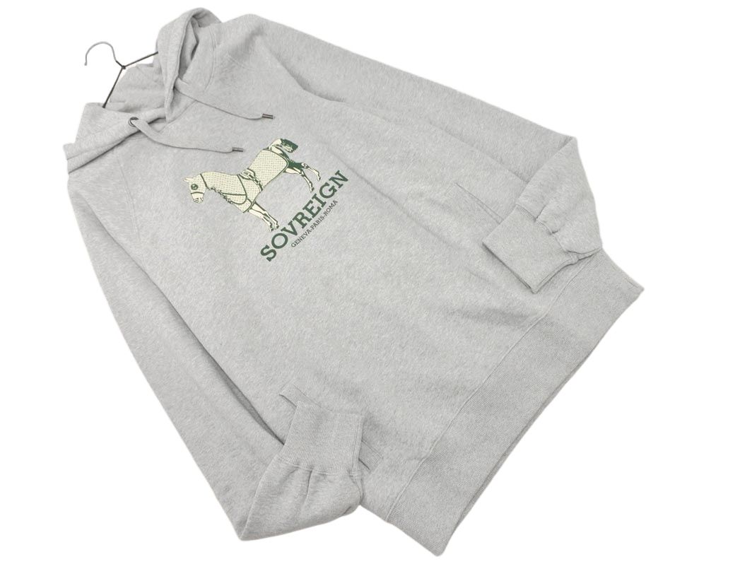 新品 JOURNAL STANDARD relume ジャーナルスタンダードレリューム S.V.R.N 裏起毛 プリント プルオーバー パーカー sizeL/グレー  メンズ