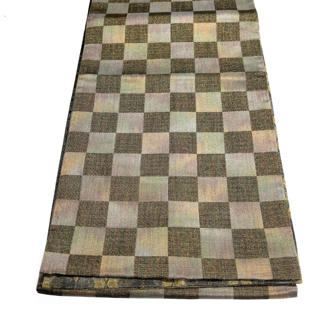  京袋帯 4 way リバーシブル 全通 菱 縦縞 市松 着物 123 b d ms 袋帯 帯