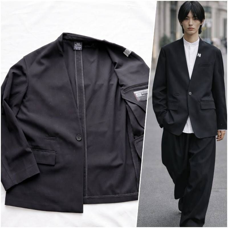 名作コラボ】 GU MIHARAYASUHIRO ノーカラージャケット メンズ XS 黒