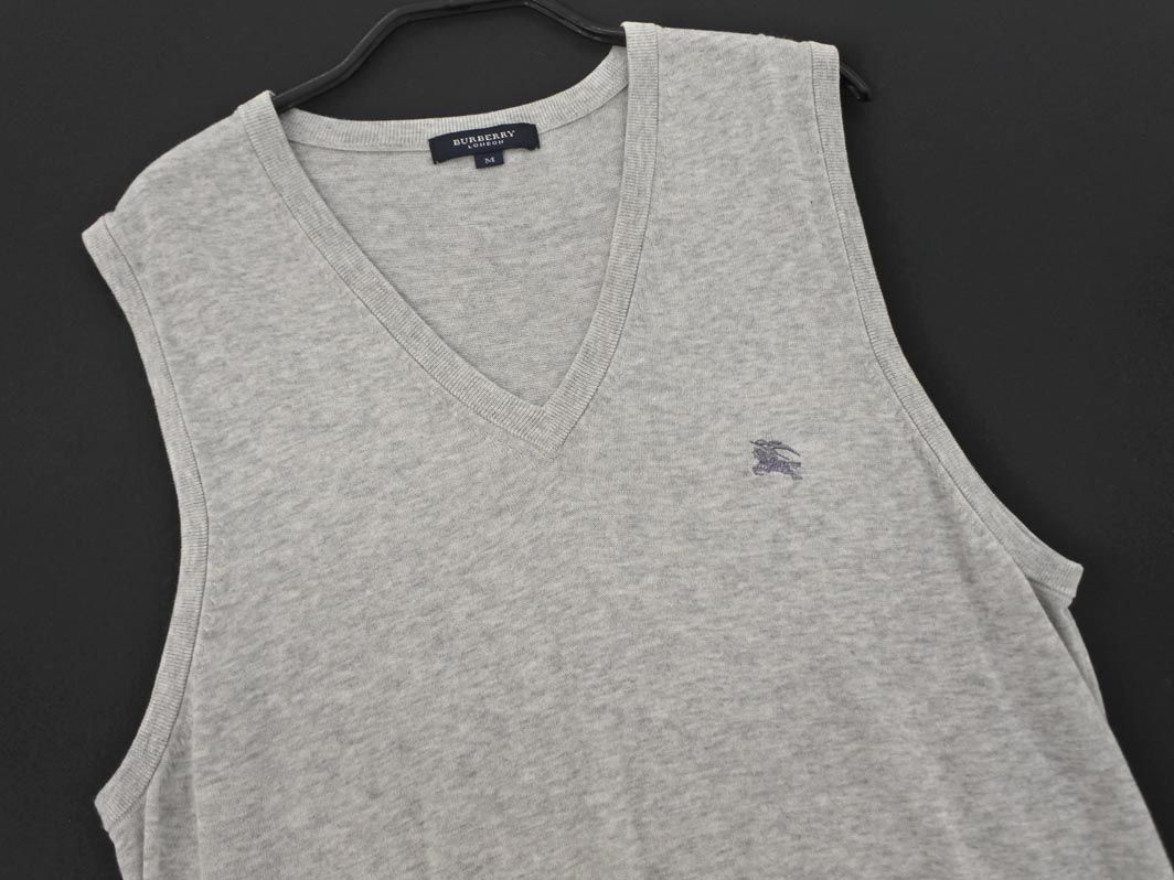 BURBERRY バーバリー Vネック 刺繍 ニット ベスト sizeM/グレー