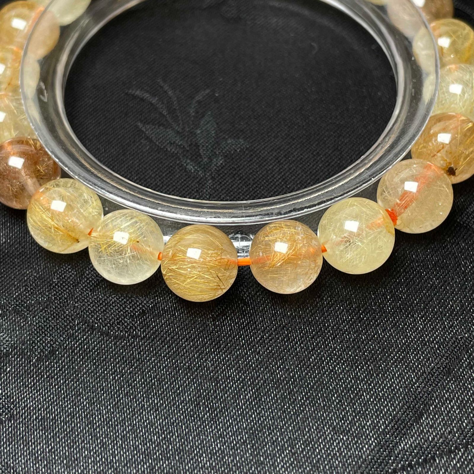 天然水晶【50A極!極満針ルチルクォーツ】ブレスレット 天然石 金運 8.9