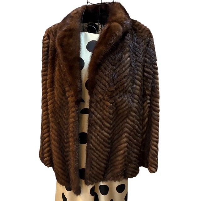 ミンクファーコート ヘリンボーンデザイン 本毛皮 13号 Lサイズ相当