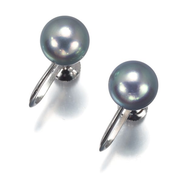 TASAKI タサキ イヤリング グレーパール 真珠 7.7 mm 一粒 K 14 WG 183477