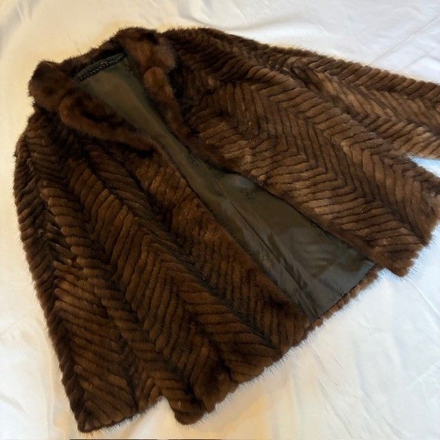 ミンクファーコート ヘリンボーンデザイン 本毛皮 13号 Lサイズ相当