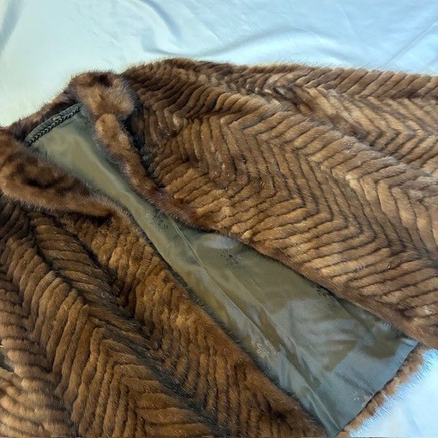 ミンクファーコート ヘリンボーンデザイン 本毛皮 13号 Lサイズ相当