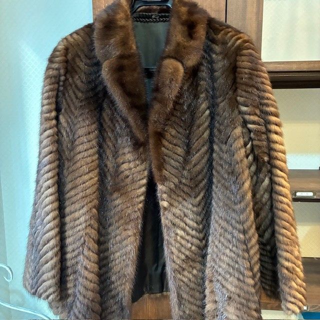 ミンクファーコート ヘリンボーンデザイン 本毛皮 13号 Lサイズ相当