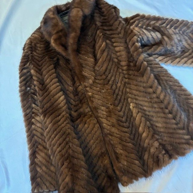 ミンクファーコート ヘリンボーンデザイン 本毛皮 13号 Lサイズ相当