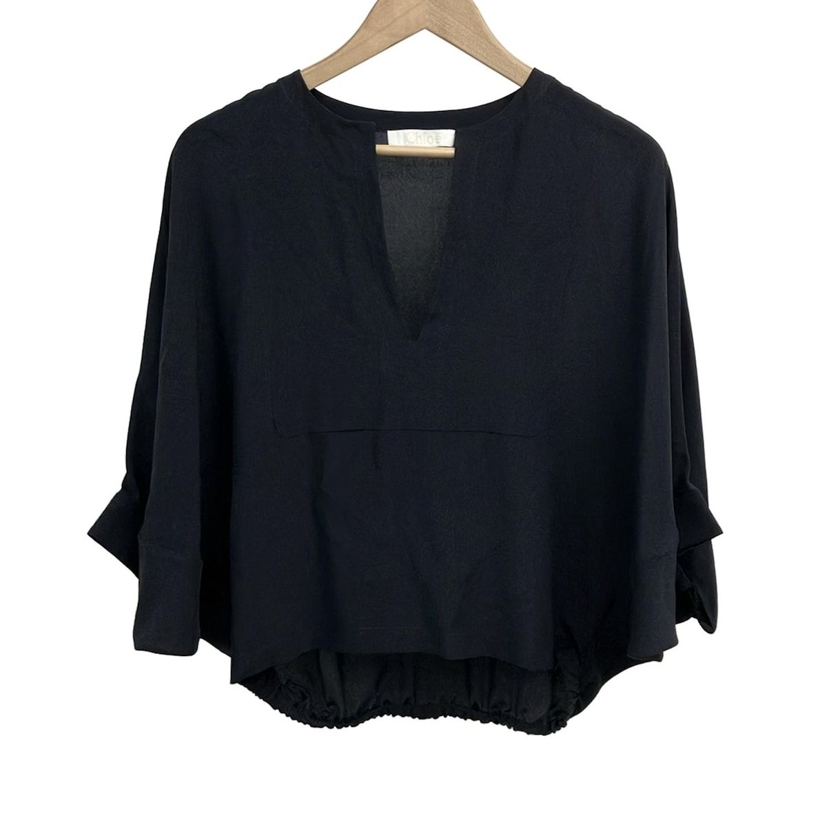 Chloe クロエ 七分袖カットソー サイズ34 S レディース - ダークネイビー シルク