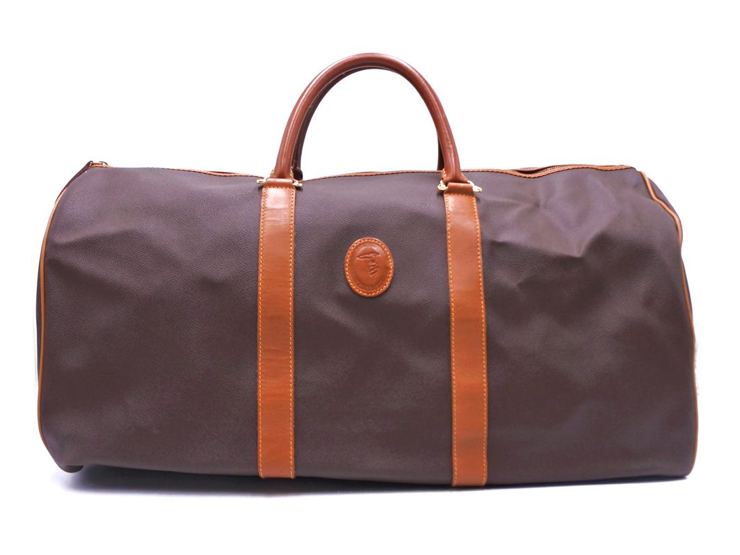 TRUSSARDI トラサルディ 本革 レザー 鍵付き ボストン バッグ ブラウン