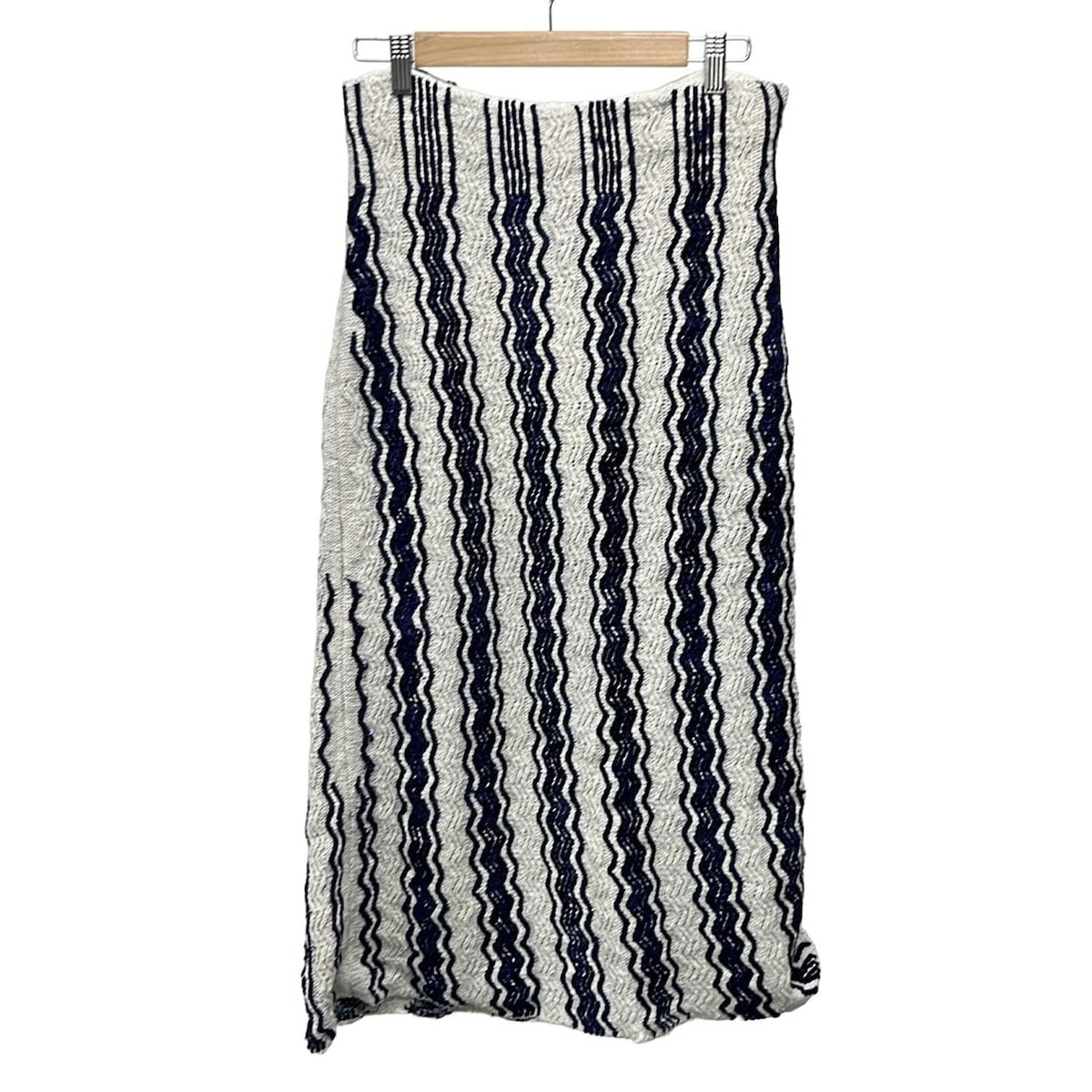 ジルサンダー ロングスカート サイズ40 M レディース - 白×ダークネイビー ニット