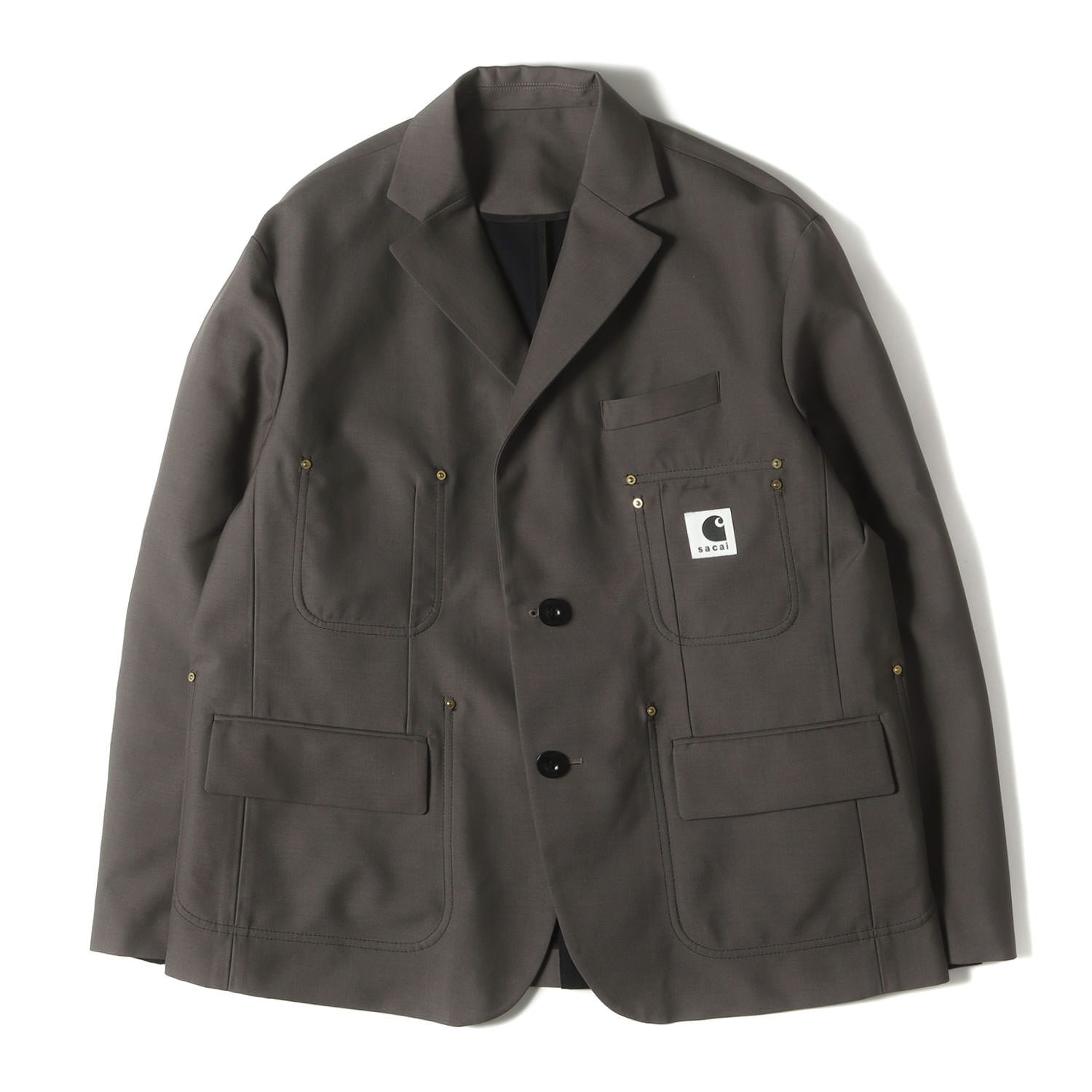 Sacai サカイ ジャケット グレー ブラック サイズ 3 24 SS carhartt WIP リバーシブル ウール テーラードジャケット Suiting Bonding Jacket 24-03387 m