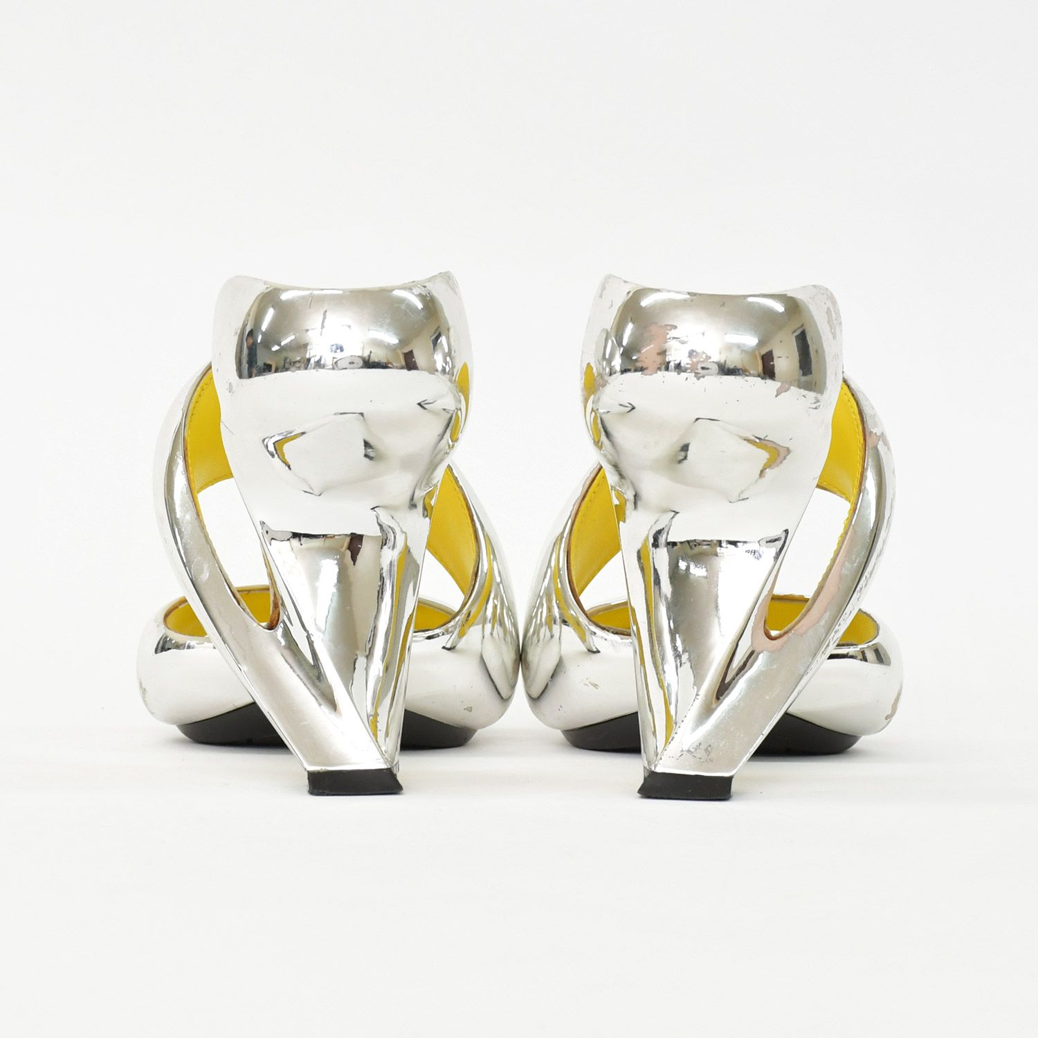 Julian Hakes ジュリアン ヘイクス モヒート サンダル ハイヒール サイズ36 ポリカーボネイト シルバー イエロー 4 b 010381