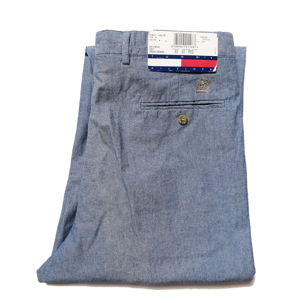 80 s トミーヒルフィガー 2タック コットン シャンブレーパンツ 33|32 青 スラックス 80年代 旧タグ オールド ♥品 アメリカ古着 ビンテージ ヴィンテージ
