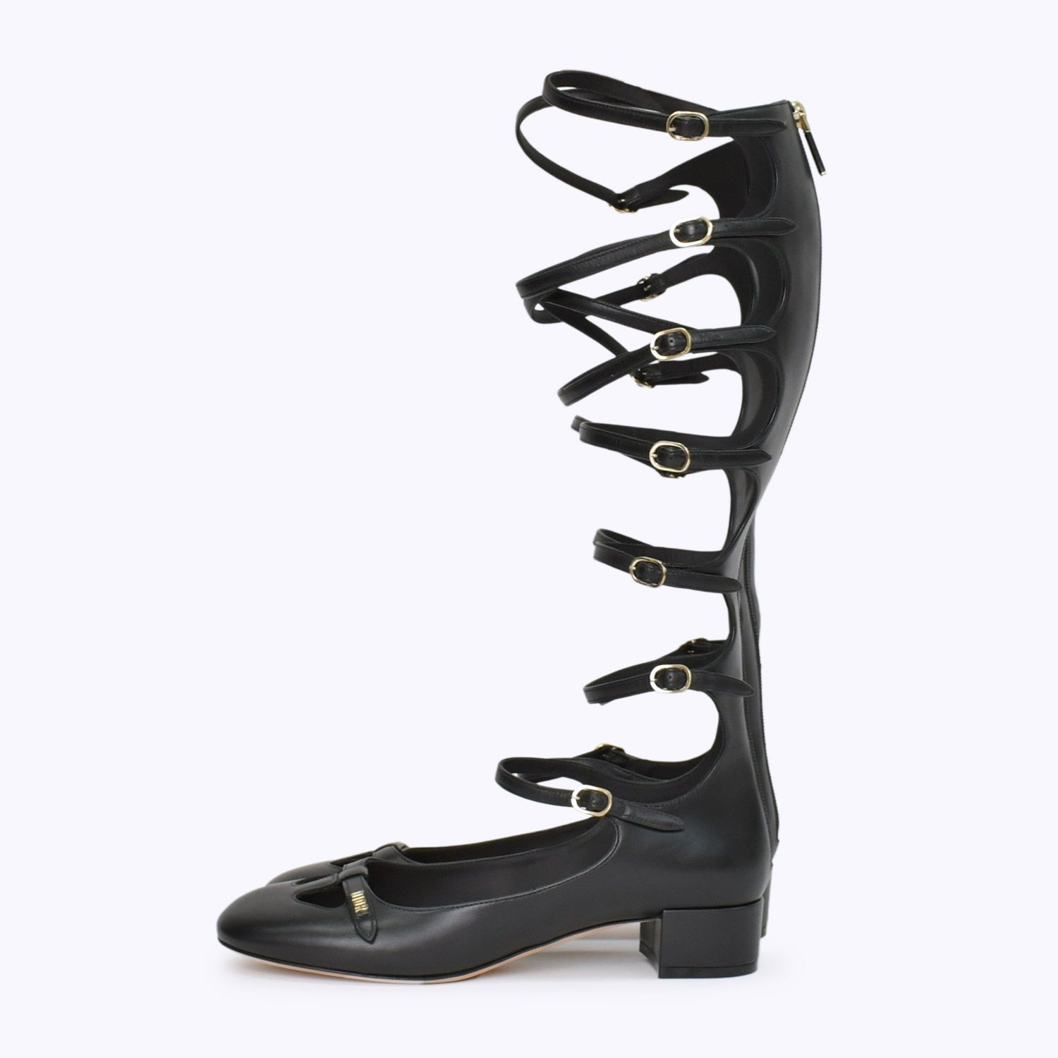 Christian Dior クリスチャンディオール ボンテージ ストラップ ロングブーツ パンプス MD 1222 サイズ38 ブラック 4 b 010481