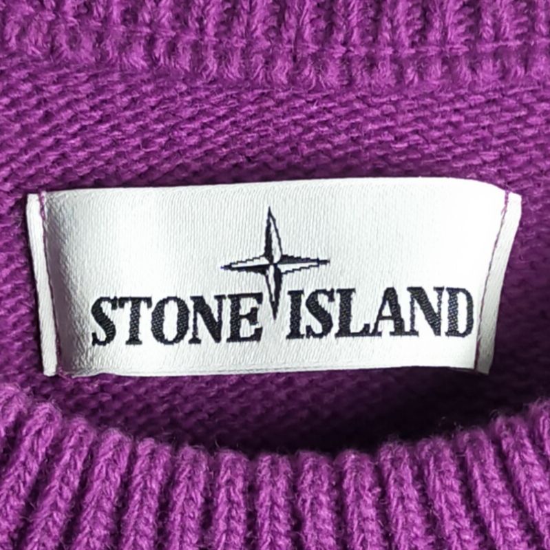【新品同様❗️】stone  ニットセーター　ラベンダー　パープル　L 希少】STONE ISLAND ニット L パープル 紫 ワッペン 袖ロゴ 21AW