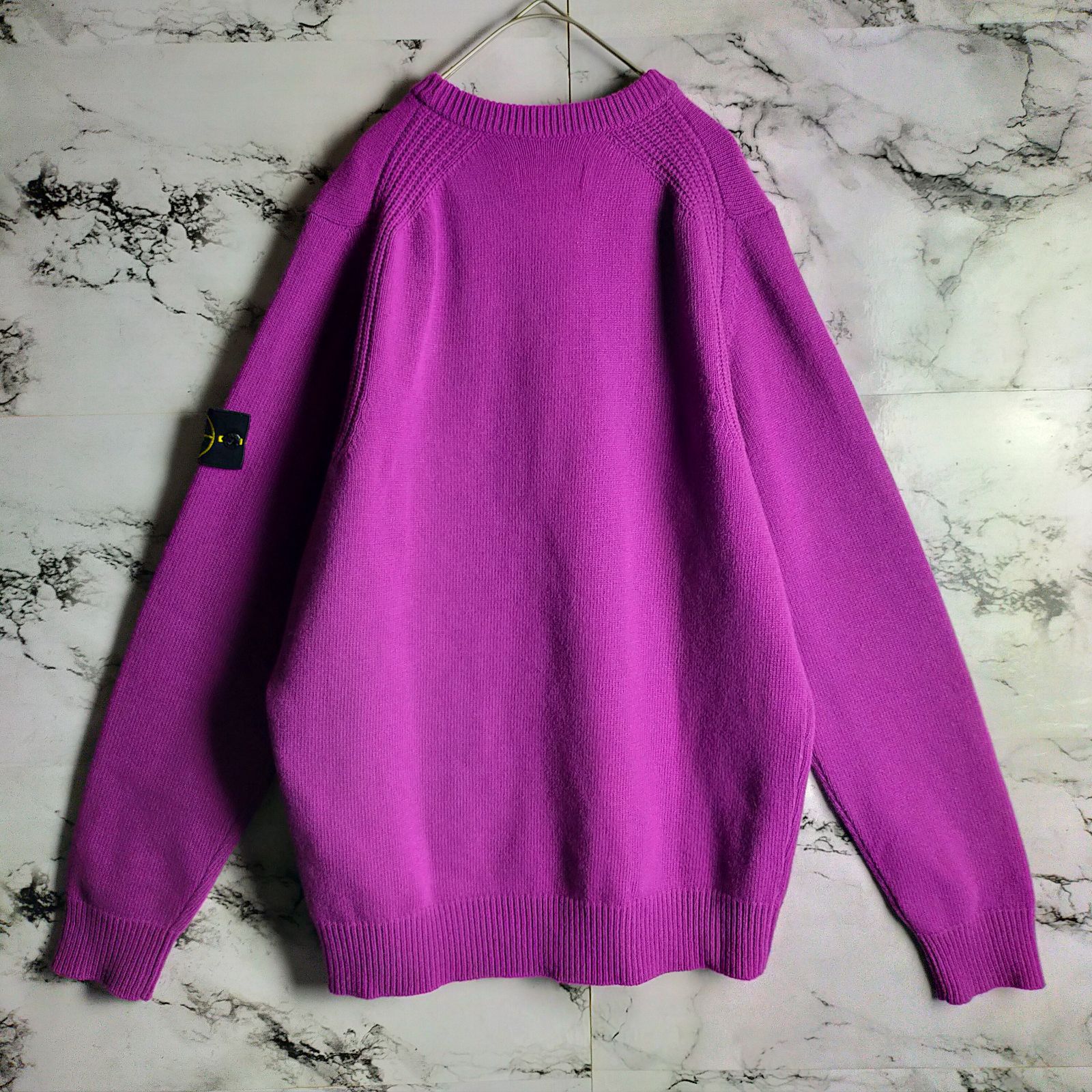 希少】STONE ISLAND ニット L パープル 紫 ワッペン 袖ロゴ 21AW