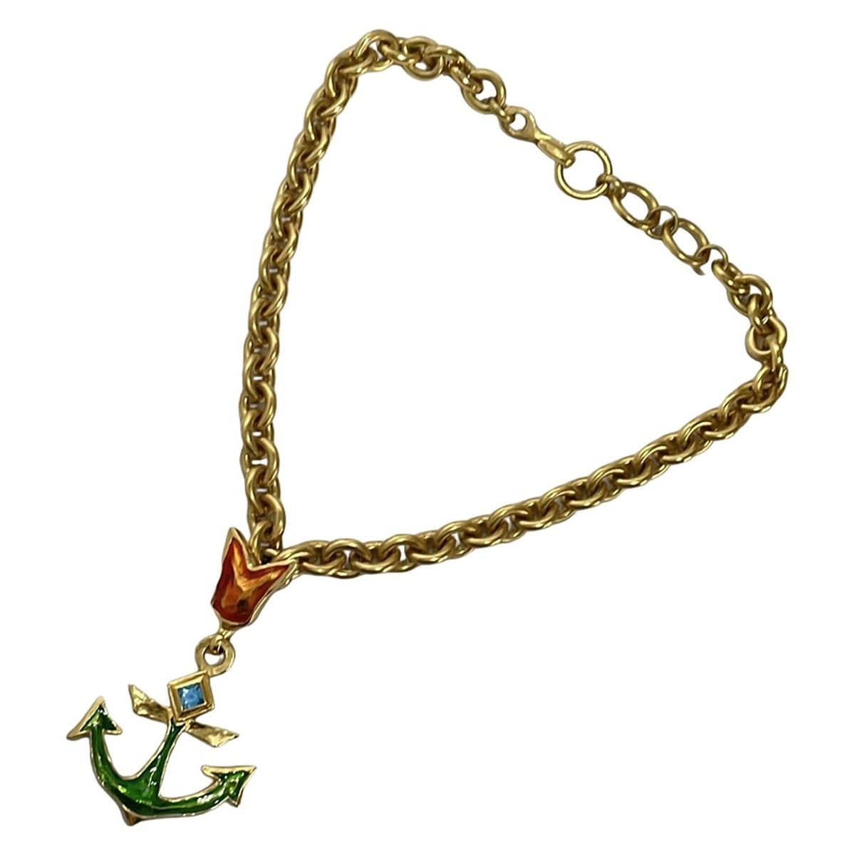 Christian Lacroix クリスチャンラクロワ ネックレス ゴールド グリーン マルチ 錨
