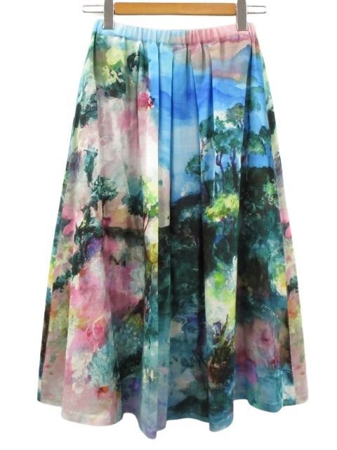シビラ SYBILLA アートプリント ウールガーゼ スカート フ M ブルー系 ボトムス 2021 SS