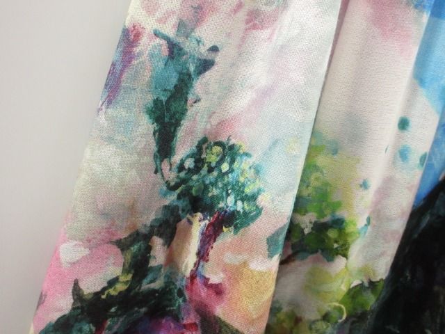  シビラ SYBILLA アートプリント ウールガーゼ スカート フ M ブルー系 ボトムス 2021 SS ロングスカート スカート