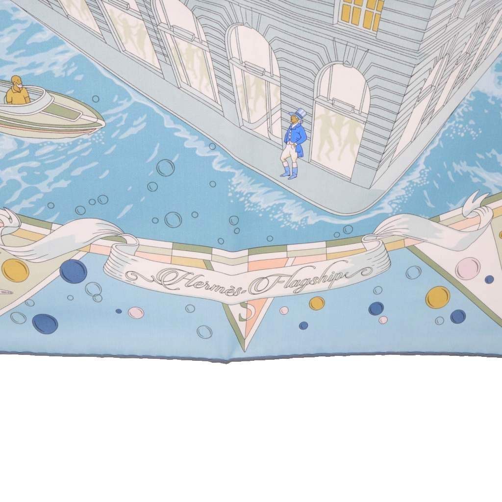 エルメス HERMES 24 SS スカーフ カレ90 フラッグシップ シルク ブルー YO 9 OH