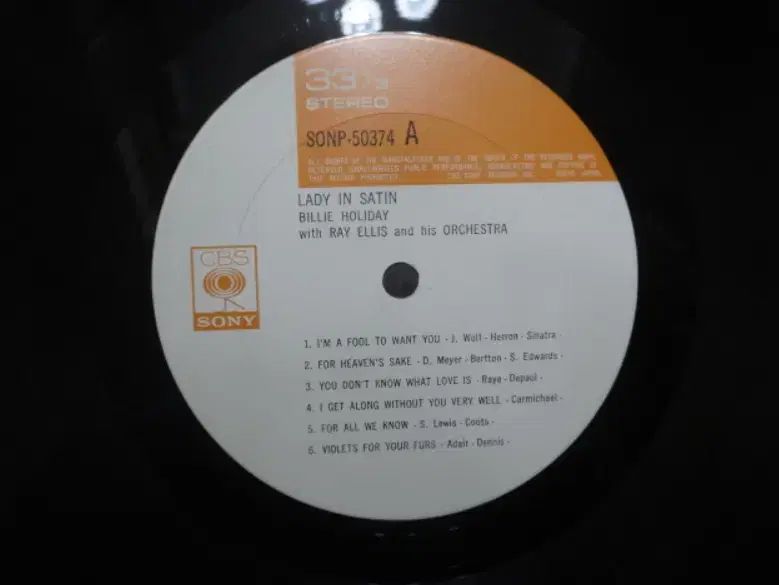 日本 LP Billie Holiday ー Lady In Satin