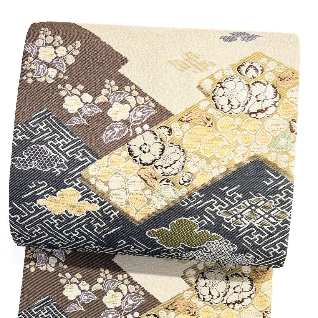 未着用 とみや帯 辻ヶ花 松皮菱 梅 雲 破れ紗綾形 着物 123b d ms 