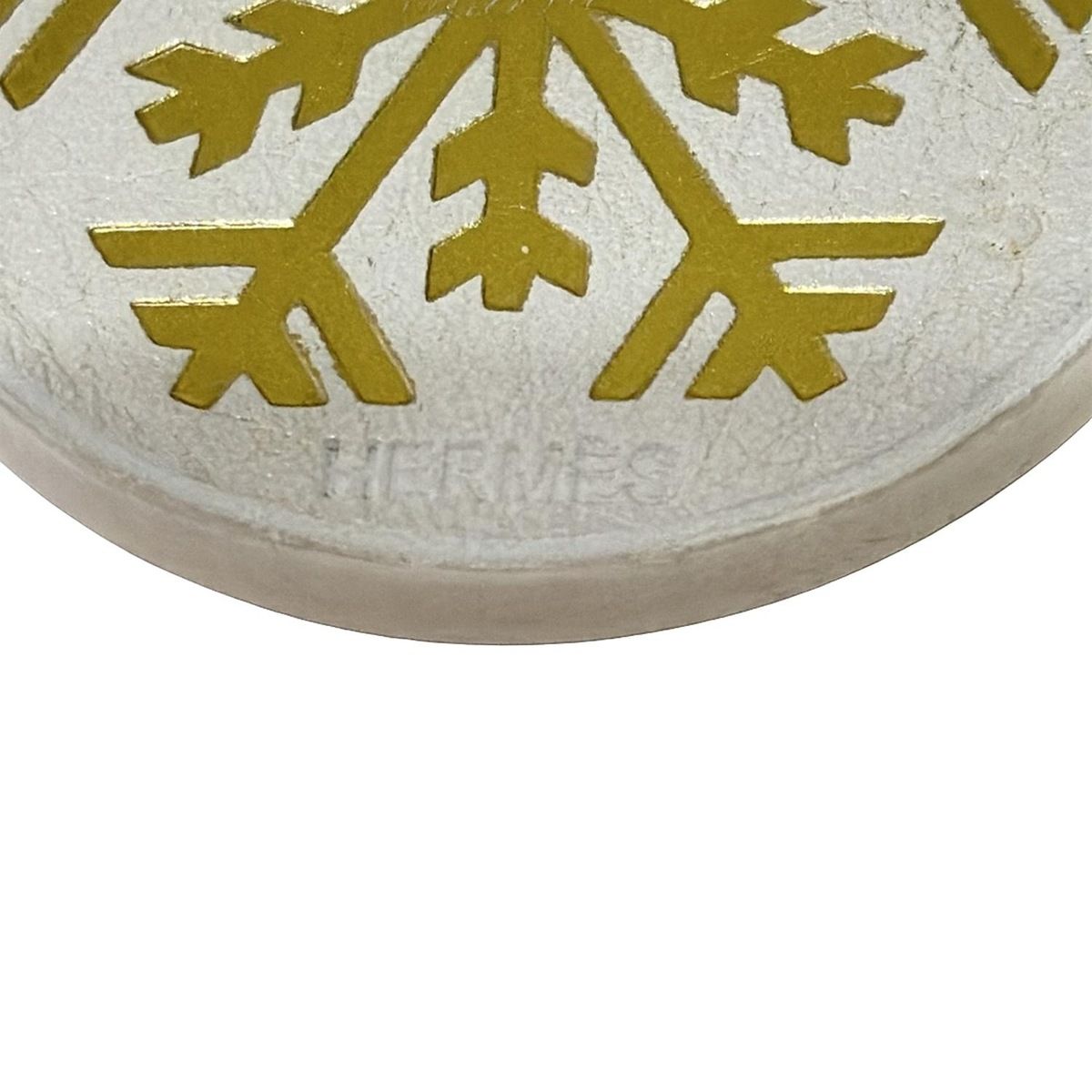  HERMES エルメス キーホルダー チャーム - 白×シルバー レザー キーホルダー キーリング 小物