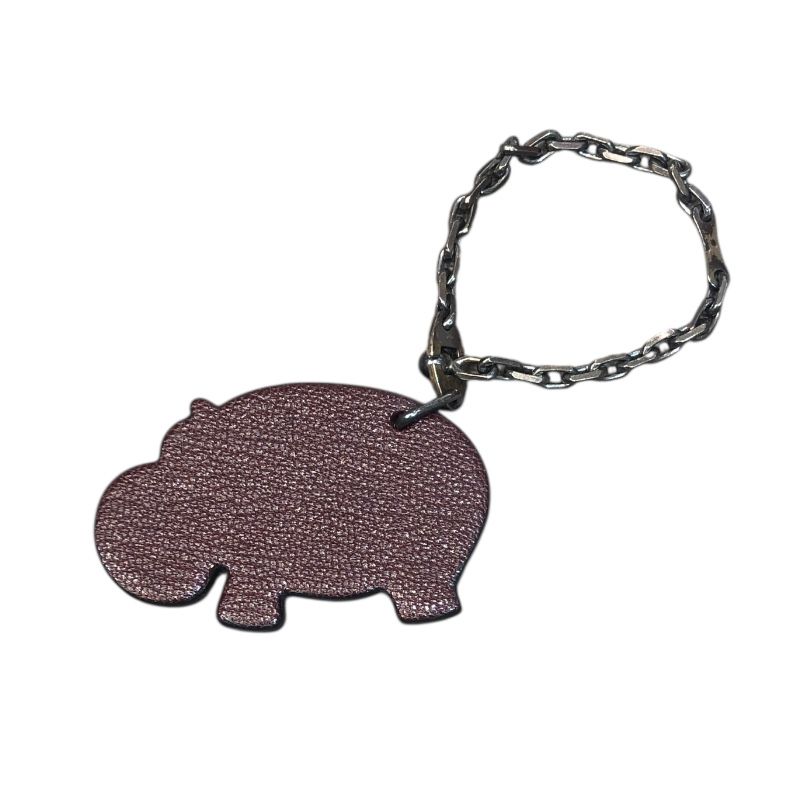 エルメス HERMES ヒポポタマスアニマルチャーム アニスグリーン ボルドー シェーブル レディース キーホルダー