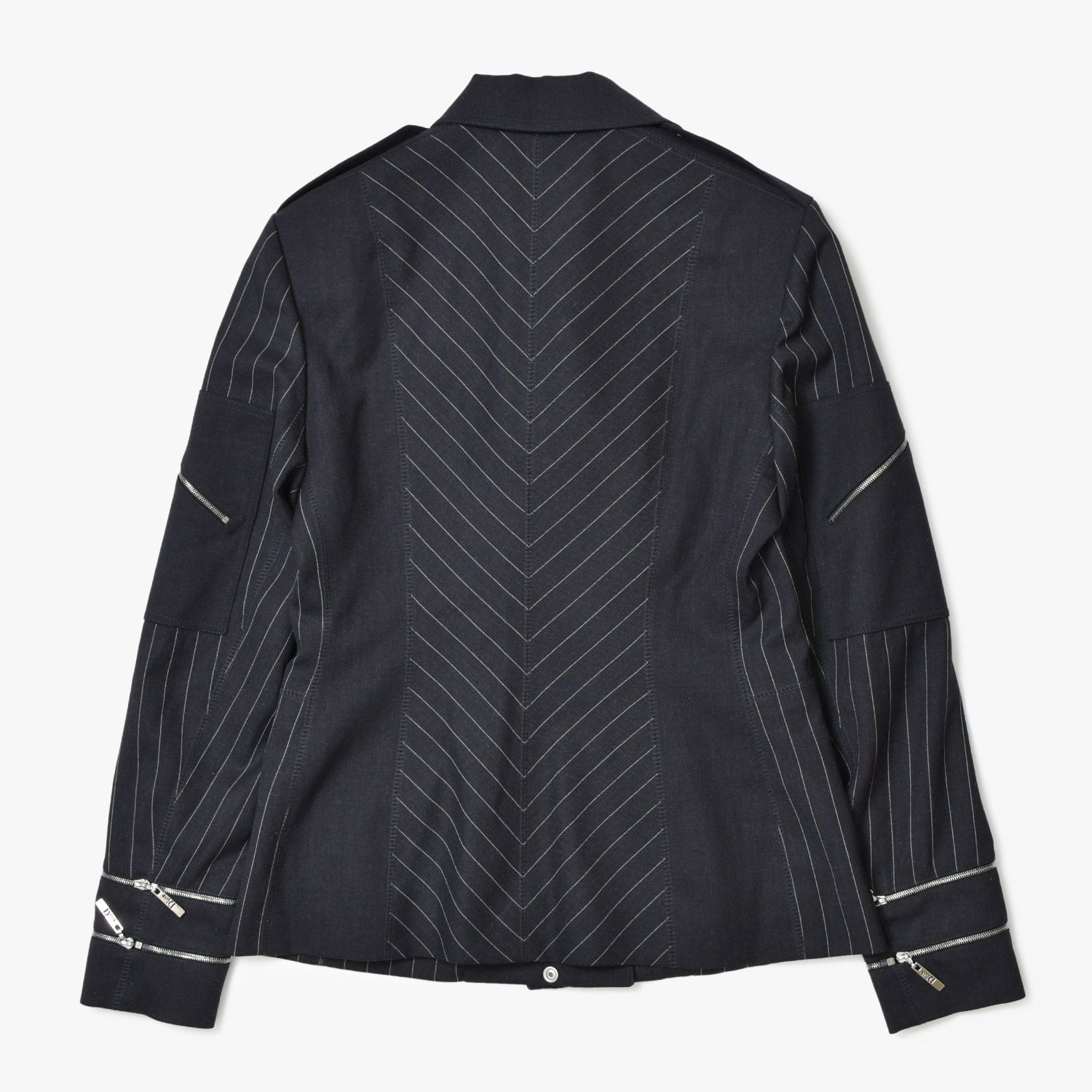 Christian Dior クリスチャンディオール ガリアーノ期 ストライプ ジャケット サイズ8 ブラック 4 b 010444