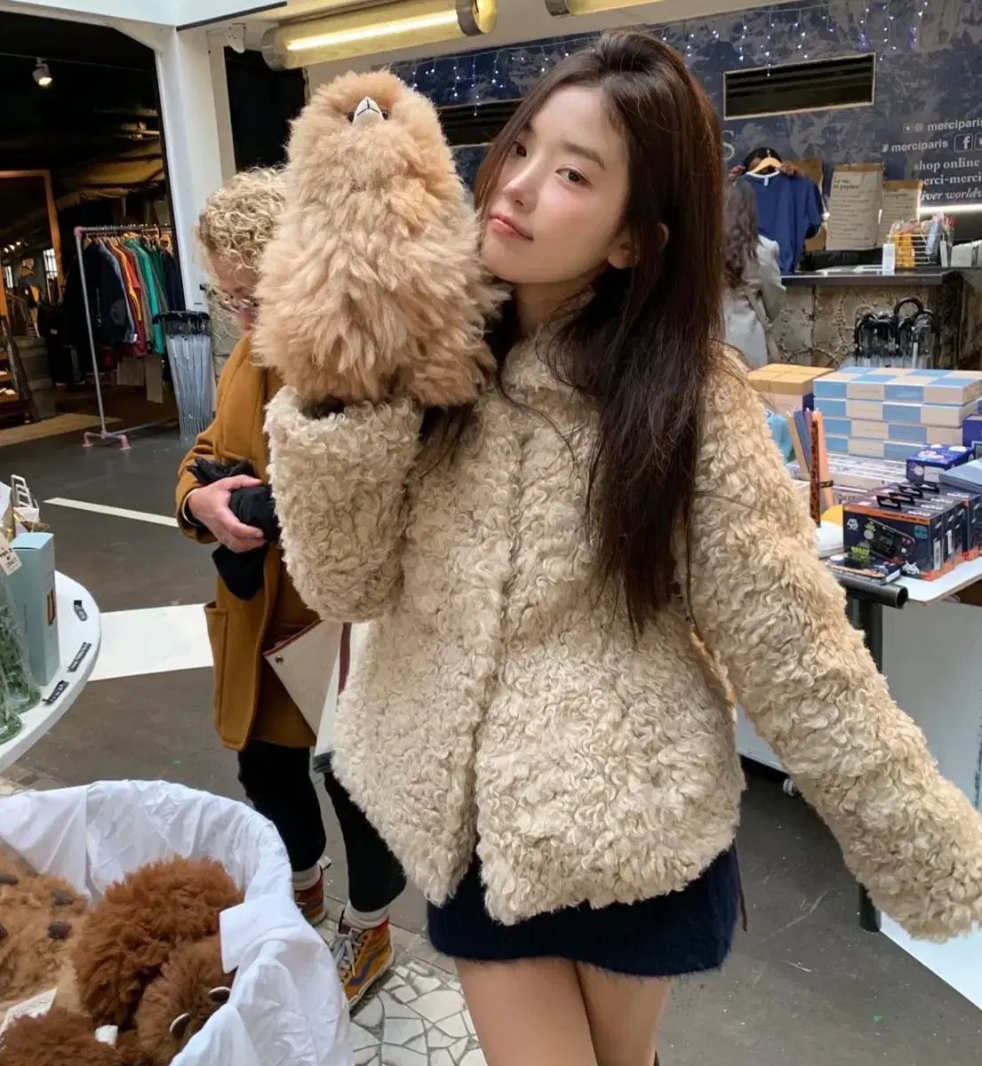 ザ バーネット エコー ファー ジャケット アイボリー