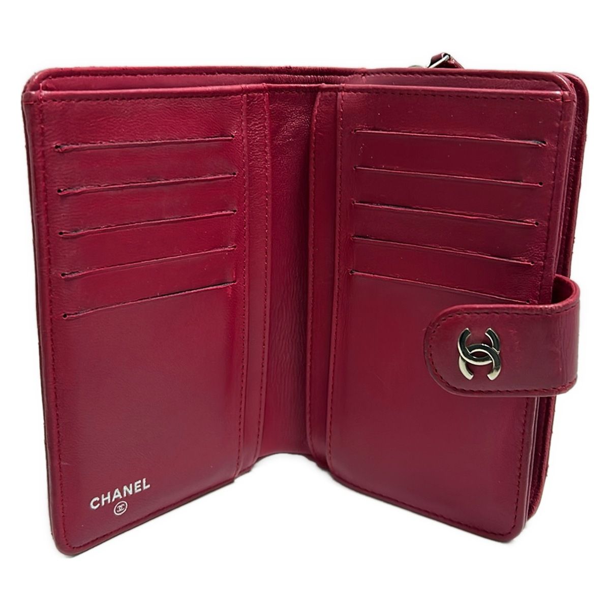 CHANEL(シャネル) 2つ折り財布 マトラッセ ピンク ココマーク/シルバー