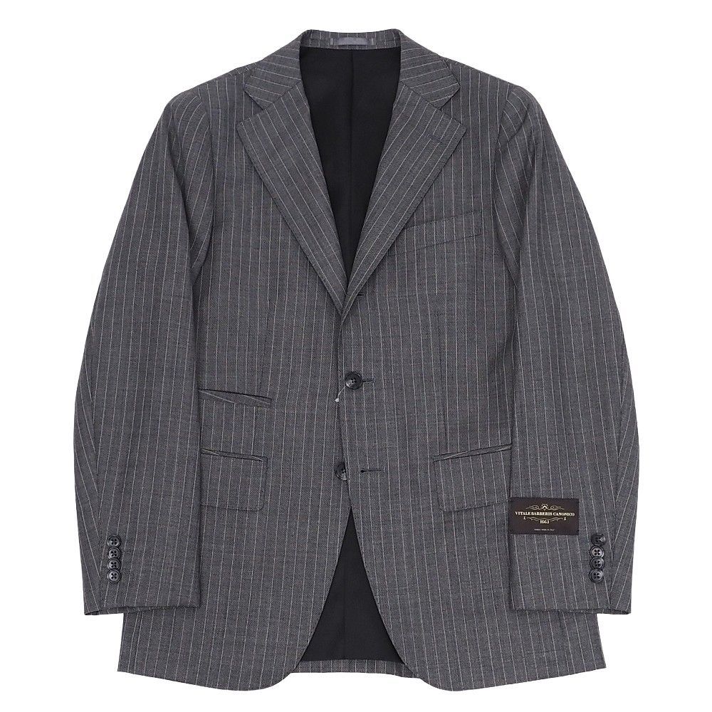 未使用級美品✨46 高級カノニコ生地 グレーストライプ セットアップ スーツ グレースーツ・ストライプのコーディネート（CANONICO）｜16-116-1