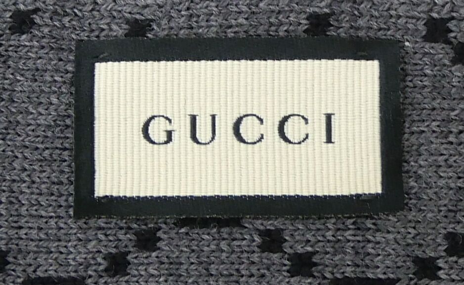 グッチ GUCCI リバーシブルGGパターン マフラー 黒×グレー ウール