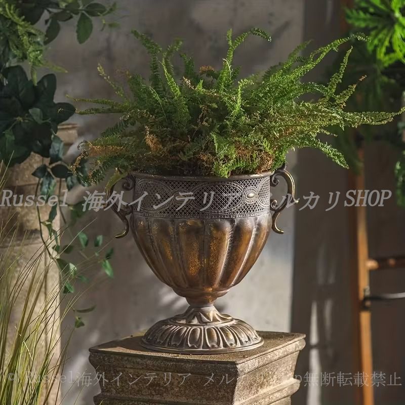 プランター カップ型 ヨーロッパ ヴィンテージ調 おしゃれ シャビー シック インテリア アンティーク調 壺型 トロフィー型 聖杯風 鉢 植木鉢 多肉植物 寄せ植え ガーデニング 屋内 屋外