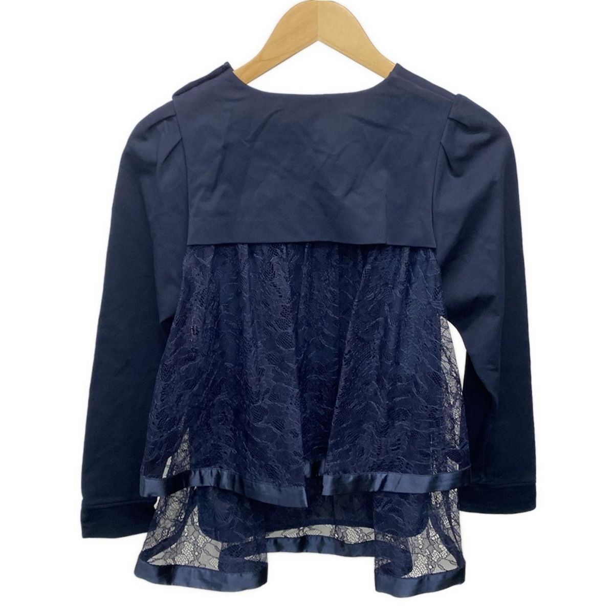 CHONO チョノ 長袖カットソー サイズF レディース - ダークネイビー クルーネック レース スター 星