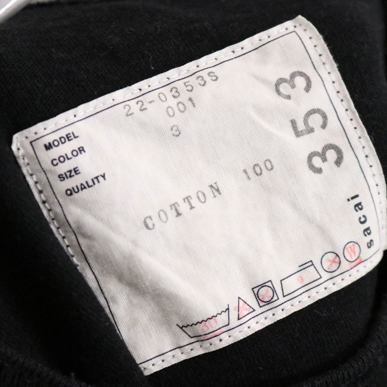 【中古A】sacai サカイ 3 メンズ 半袖Tシャツ 23ss Aoyama Exclusive T-Shirt 22-0353S 黒 中古A 古着