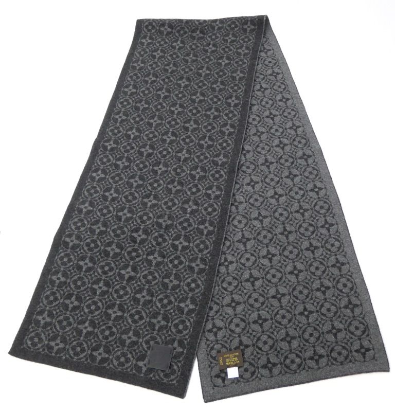 ルイ ヴィトン エシャルプスキー マフラー モノグラムフラワー M 71953 グレー カシミヤ