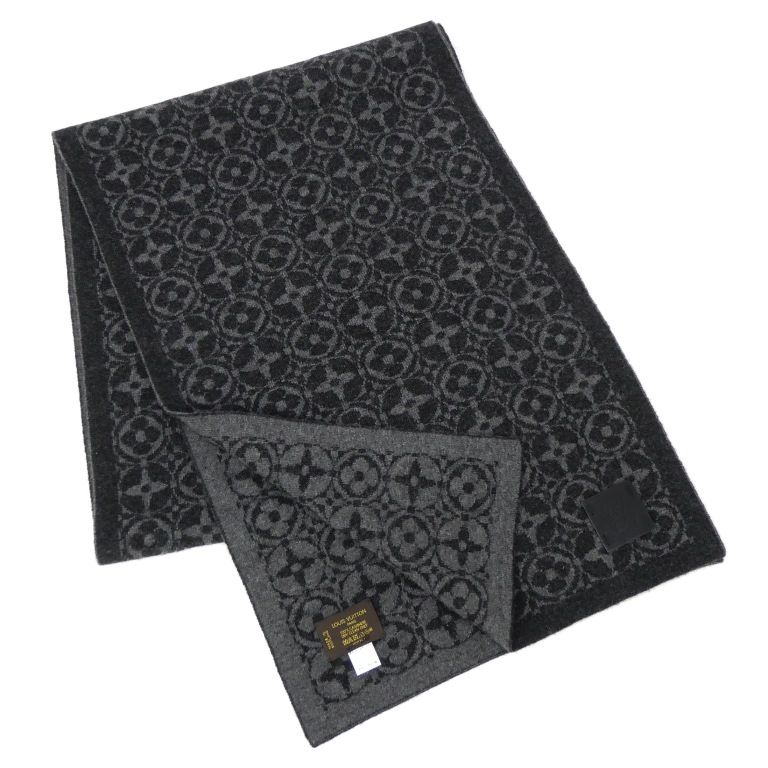 ルイ・ヴィトン LOUISVUITTON エシャルプスキー マフラー モノグラムフラワー M71953 グレー カシミヤ 【中古】(69630) ルイ・ヴィトン LOUISVUITTON エシャルプスキー マフラー モノグラム