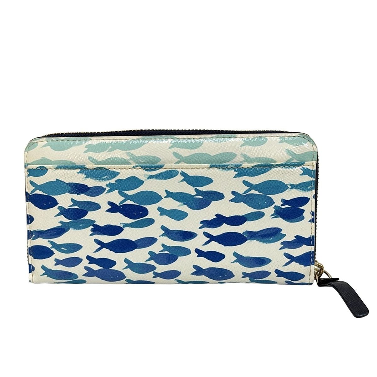 Kate spade ケイトスペード 長財布 - アイボリー×ブルー×カーキ ラウンドファスナー