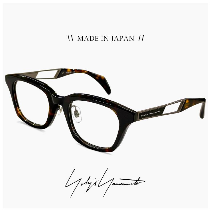 ヨウジ ヤマモト メガネ 19 0104 3 c 03 Yohji Yamamoto 鯖江 メンズ 眼鏡 ブランド ウェリントン型 デミ べっ甲柄 セル メタル コンビネーションフレーム titanium ダミーレンズ発送