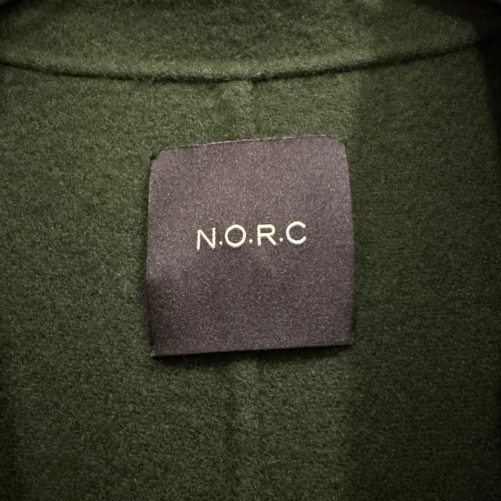 N.O.R.C ノーク ミディ丈ウールリバーコート ダブルブレスト ダーク