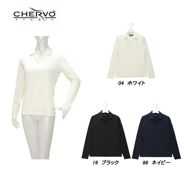 シェルボ CHERVO レディース 秋冬 保温 断熱 裏起毛 ストレッチ スキッパー襟長袖シャツ 032-27011-ch