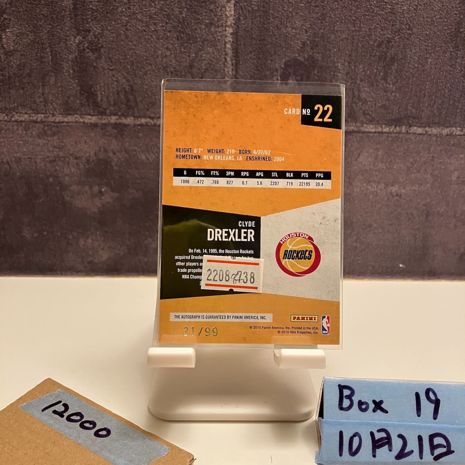 2010 Panini Clyde Drexler 31 99 直筆サインカード Houston Rockets Hall of Fame Monikers カード